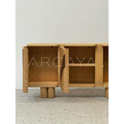 Geometric Marquetry Veneer Entryway Cabinet - scene