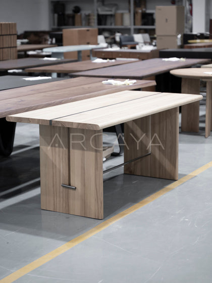 Ash Wood Minimalist Desk Dining Table - scene