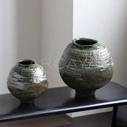 Handmade Textured Irregular Round Belly Vase - main