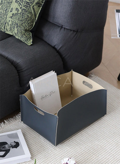 Modern Leather Square Storage Box - scene
