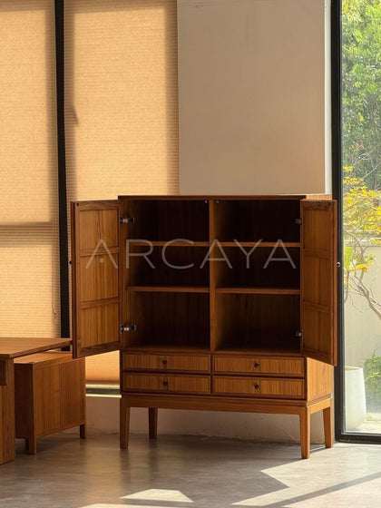 Burmese Teak Tea Room Two Door Cabinet - scene
