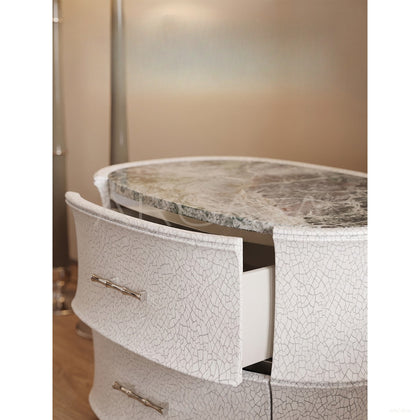 Song Style Ru Kiln Crackle Marble Nightstand - scene
