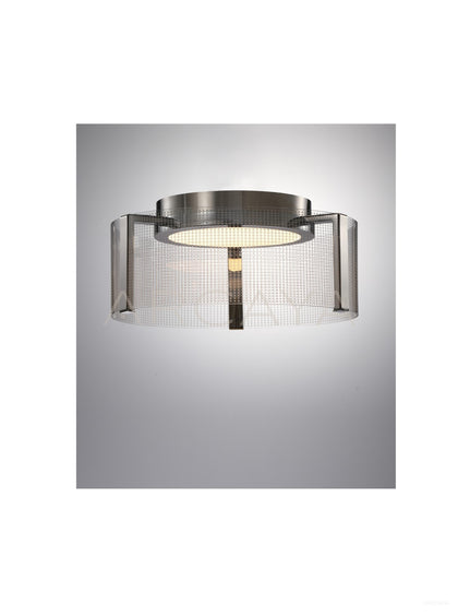Black Top Ribbed Glass Ceiling Light 23032 - scene