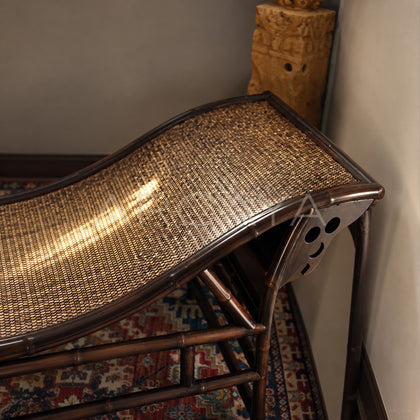 Curved Bamboo Woven Chaise Lounge - scene