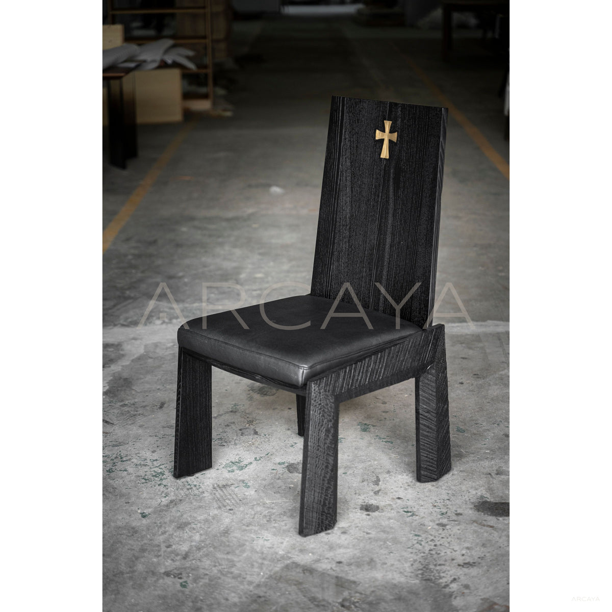 Wabi Sabi Charcoal Black Solid Wood Chair in detail