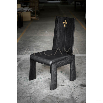 Wabi Sabi Charcoal Black Solid Wood Chair - scene