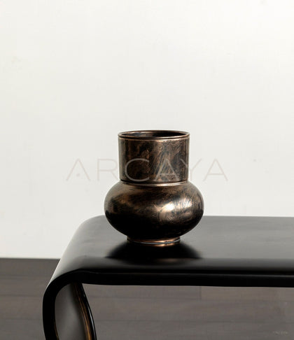 Vintage Distressed Bronze Ceramic Vase - scene