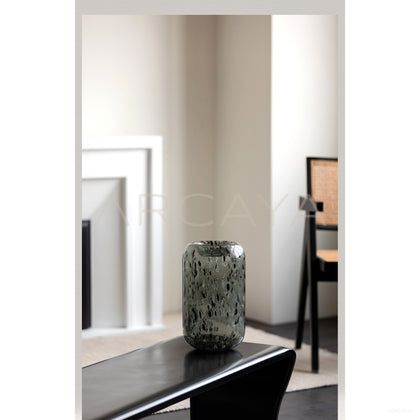 Mist Grey Speckled Glass Vase - scene