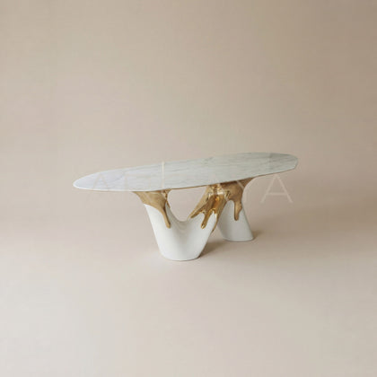 Flowing Gold Leg White Marble Table - main