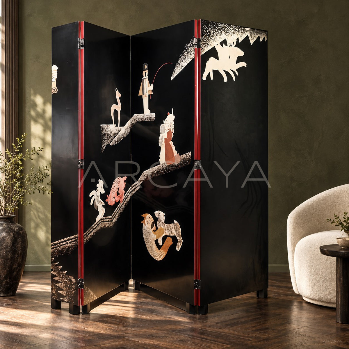 Dunand Style Lacquer Folding Screen - main
