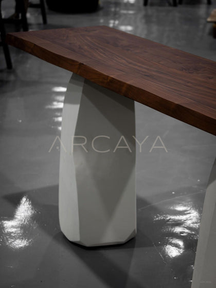 Black Walnut Microcement Base Long Table - detail