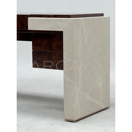 Italian Burl Wood Marble Flip Top Vanity - scene