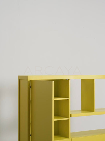 Bright Yellow Lacquered Cabinet - detail