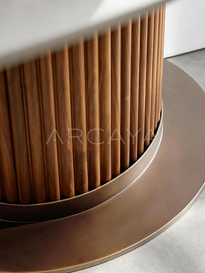 Marble Solid Wood Round Table - detail