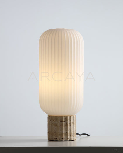 Travertine Ribbed Globe Table Lamp 95191 - scene