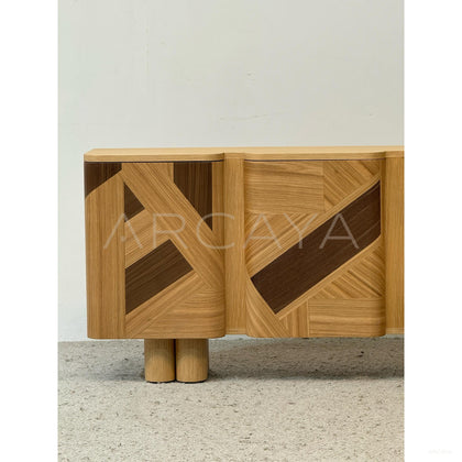 Geometric Marquetry Veneer Entryway Cabinet - scene