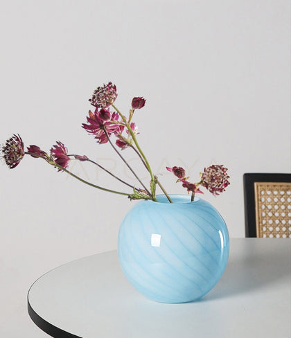 Mid Century Striped Glass Vase - scene