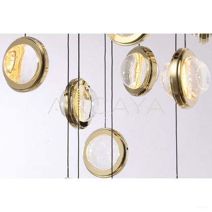 Gold Rim Glass Vertical Disc Pendant Light 80563 - scene