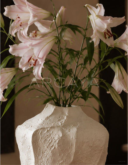 Handmade Plain White Ceramic Vase Bedroom - scene