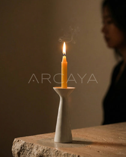 Sunxun Collab White Ceramic Candle Holder - scene