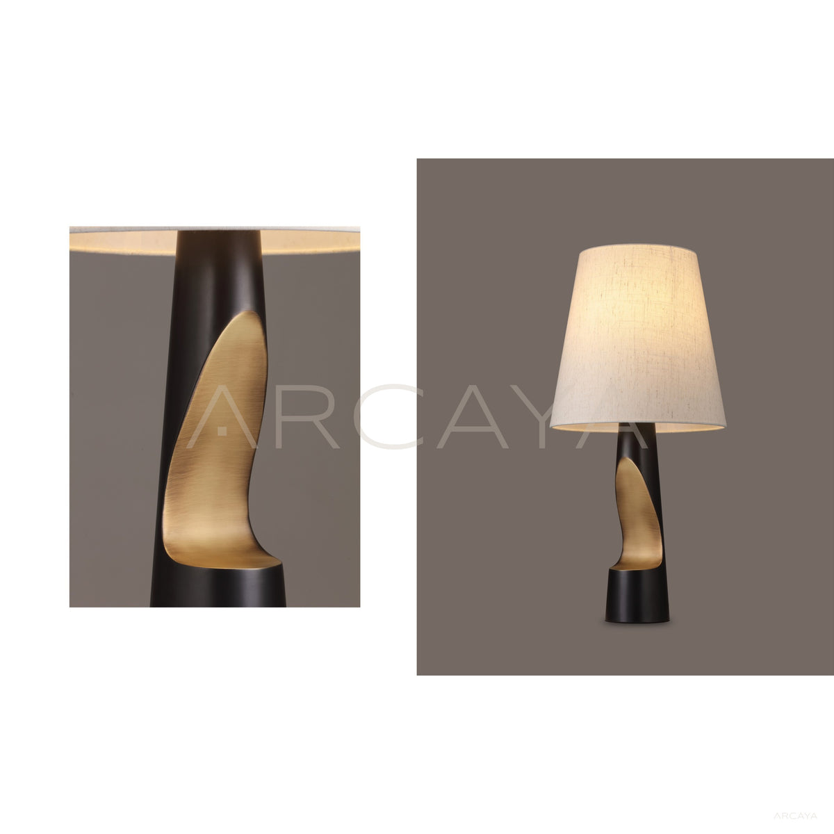 Black Gold Column Fabric Shade Table Lamp 96332 in detail