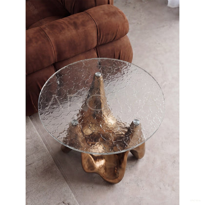 Gilded Sculpture Ripple Glass Side Table - scene