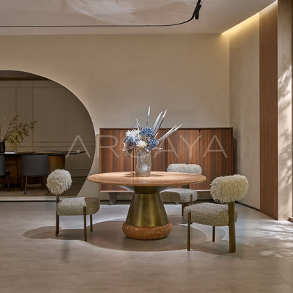 Orange Ice Jade Raw Stone Dining Table - main