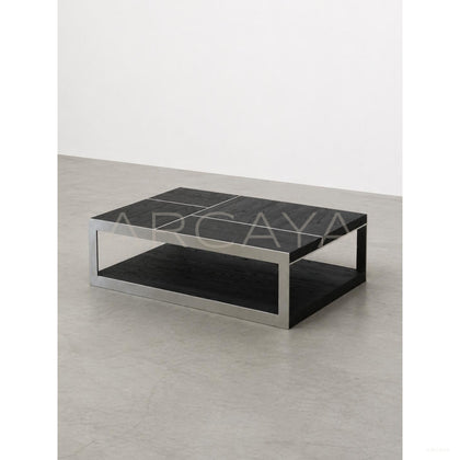 Gauguin Brushed Wood Metal Frame Coffee Table - scene