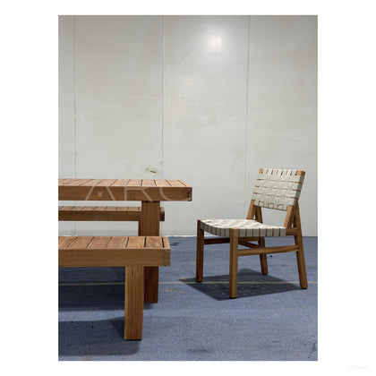 Teak Webbing Outdoor Set - scene