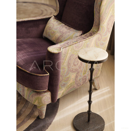 Hand Forged Bamboo Joint Marble Side Table - scene
