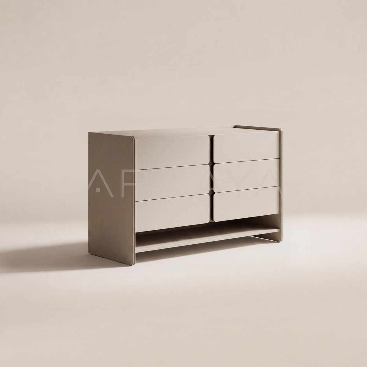 Cream Handleless Six Drawer Open Chest - main