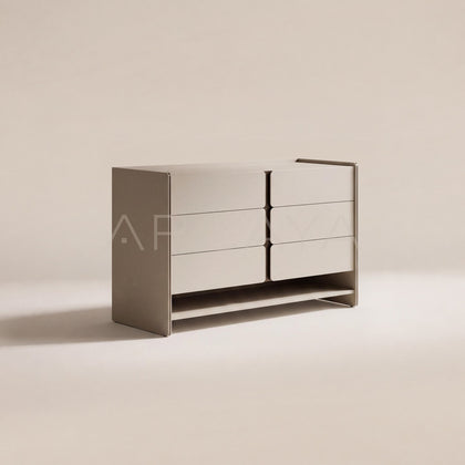 Cream Handleless Six Drawer Open Chest - main