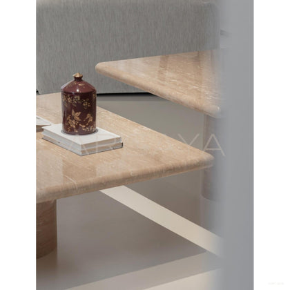 Yuexin Travertine Coffee Table - scene