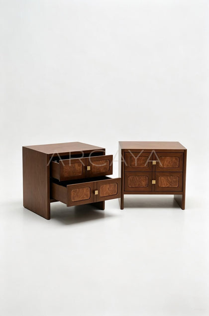 Burl Veneer Nightstand - scene