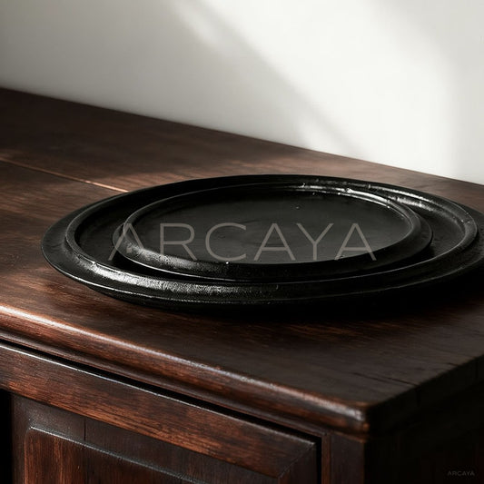Amu Collab Black Swirl Stoneware Salad Plate - main