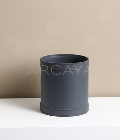 Leather Storage Bucket Laundry Bin - scene