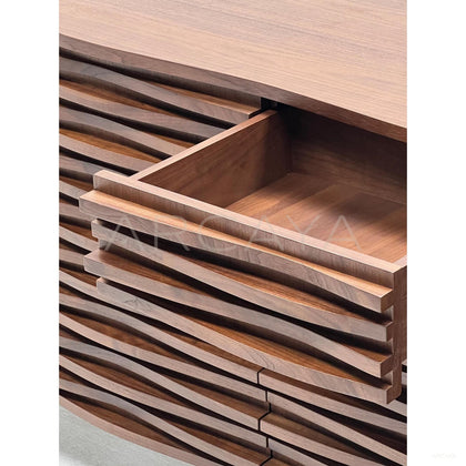 Mid Century Walnut Louver Multi Drawer Entryway Cabinet - scene