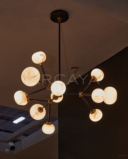 Black Branch Stone Globe Round Pendant Light 96358 - scene