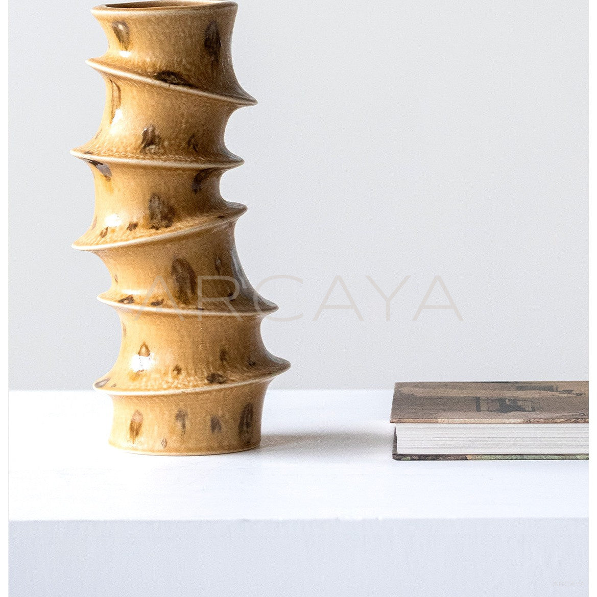 Wabi Sabi Spiral Layered Ceramic Vase in detail