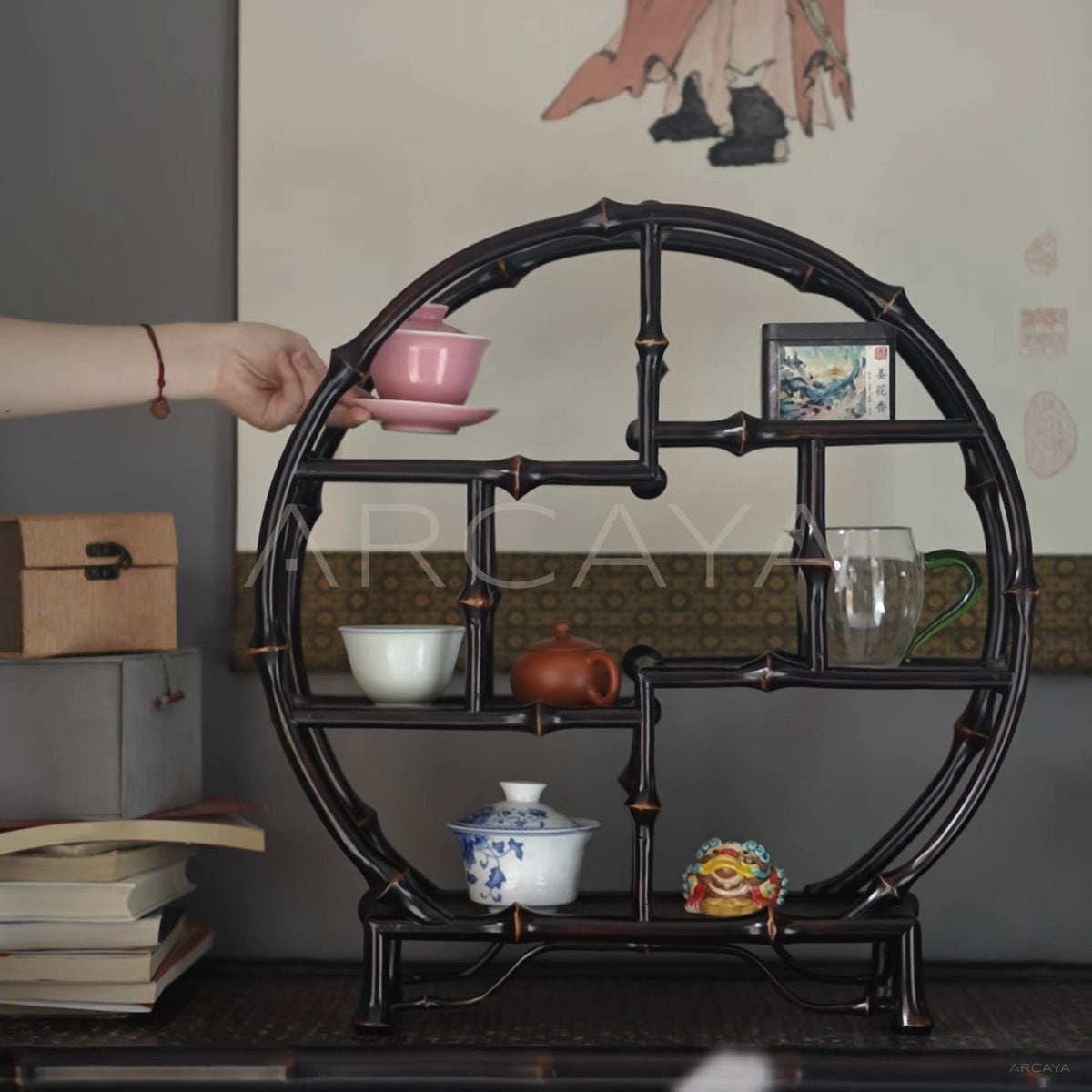 Bamboo Joint Round Curio Shelf — Storage - main