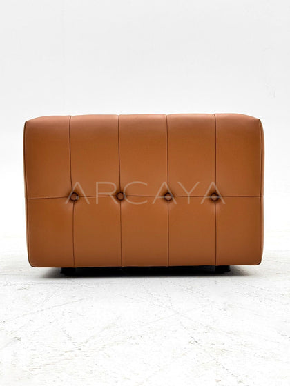 Vintage Checkered Pouf Stool - scene