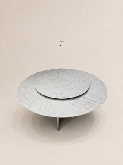 Daze Carrara White Marble Round Dining Table - scene