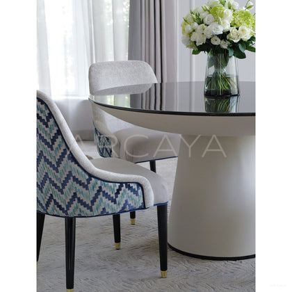Blue Weave Dining Table - scene