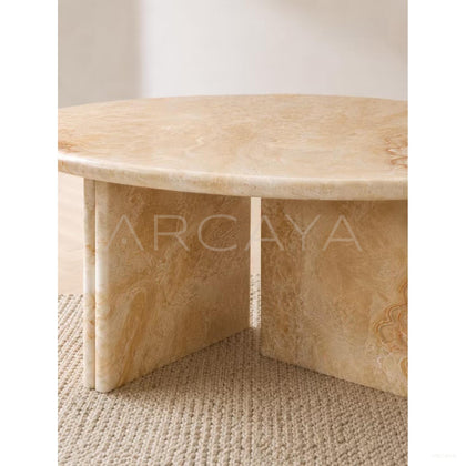 Cream Style Stone Coffee Table - scene