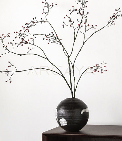 Sunxun Collab Black Brushed Ceramic Vase - scene