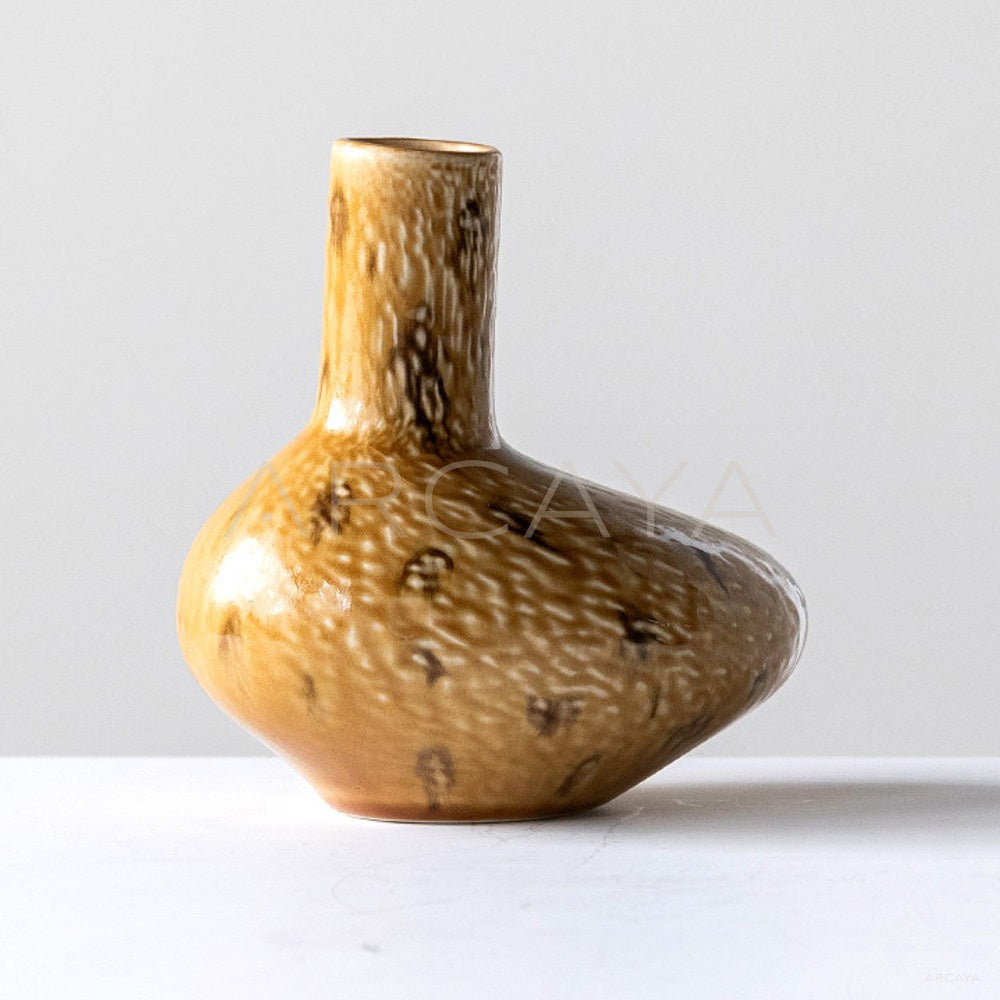 Wabi Sabi Ochre Textured Ceramic Vase - main