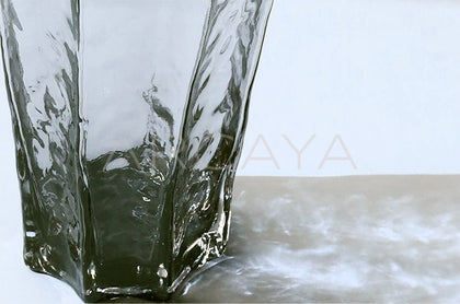 Smoked Grey Ribbed Glass Vase - scene