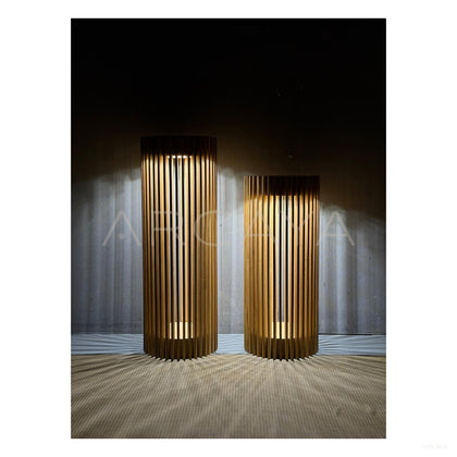 Porto Teak Round Solar Lantern - scene