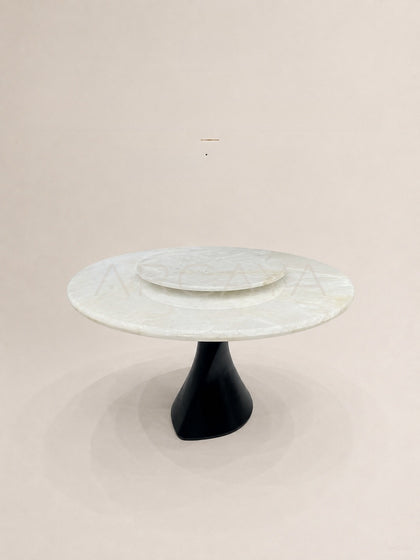 Daze White Crystal Stone Round Table - scene