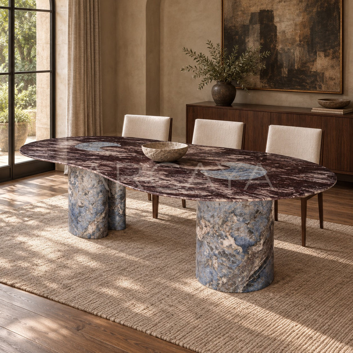 Aston Lan Stone Irregular Long Table in detail